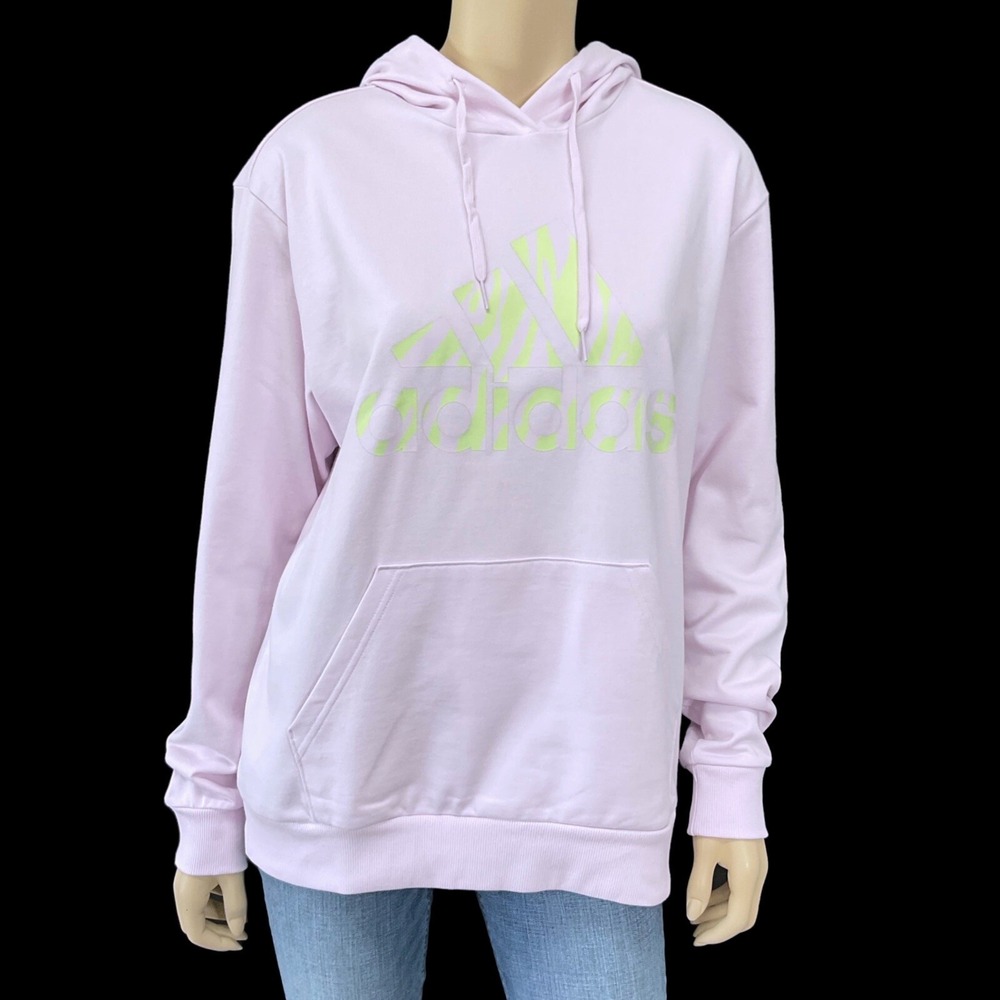 Adidas Hoodie Sweatshirt Womens Medium Purple Logo Graphic Drawstring NWT